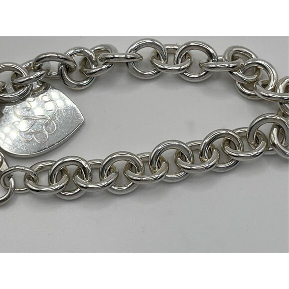 Tiffany & Co. Heart Tag Charm Initials “JSL” - Bracelet 8" Sterling Silver Round - Picture 7 of 16